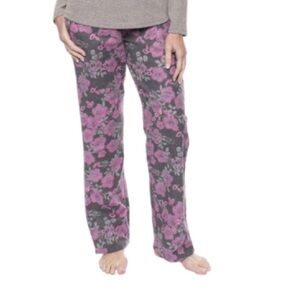 ⚡️Twin Boat Womens Cotton Flannel Lounge Pants - Floral Grey/Pink (Small)